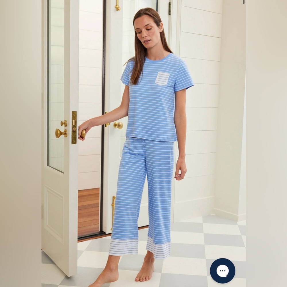 Lake Pajamas Pima Crew Wide Leg Pajama Set